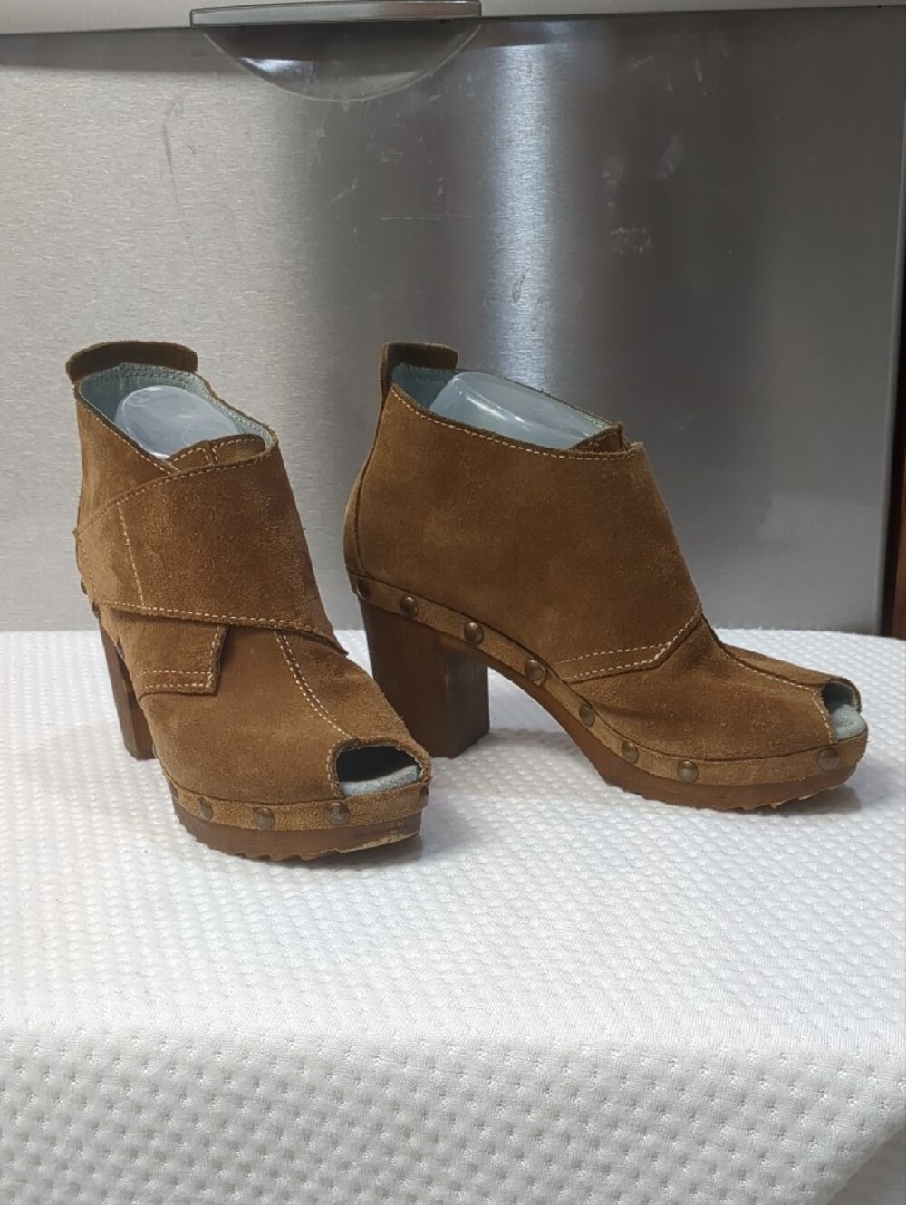 Eric Michael Brown Suede Open-Toe Clog Heels
